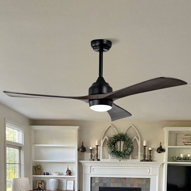 52" Ceiling Fan with Lights Remote Control,Quiet DC Motor 6 Speed Levels,Reversible Blades, for Patio Living Room, Bedroom - Black
