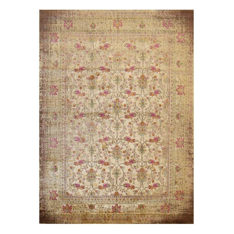 Ivory Machine-Made Polypropylene Bohemian Capella Rug, 4'3 x 5'11 - Durable and stylish wool-look accent rug. - N/A