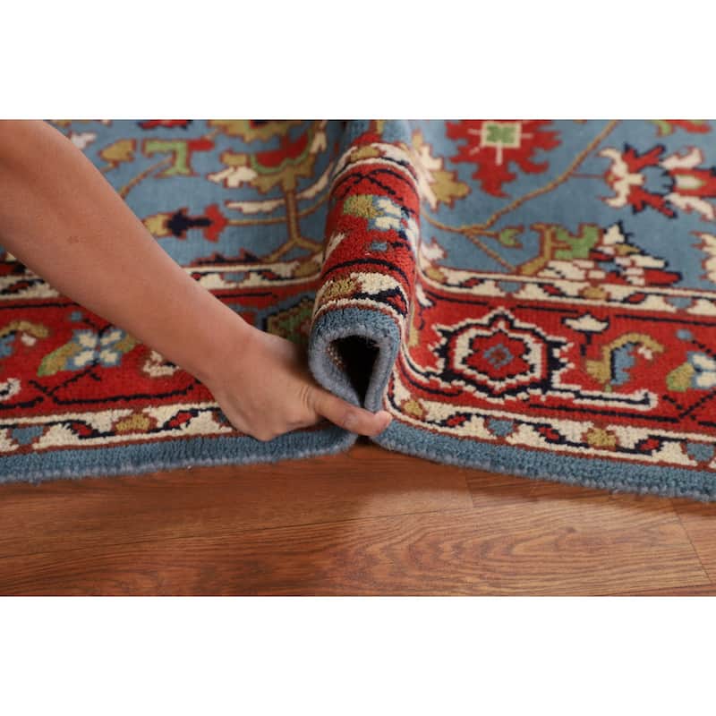 Light Blue & Orange Oushak Oriental Accent Rug Handmade Wool Carpet - 3'11" x 5'11"