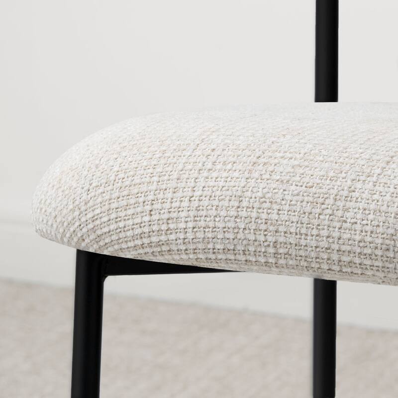 Modern Upholstered Dining Chairs with Curved Open Back and Black Metal Legs (Set of 4)