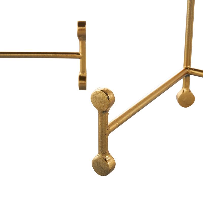 Metal Fixed Easel with Ball Accents - Set of 3 Gold - Roche River Decor - 7"W x 10"L x 12"H