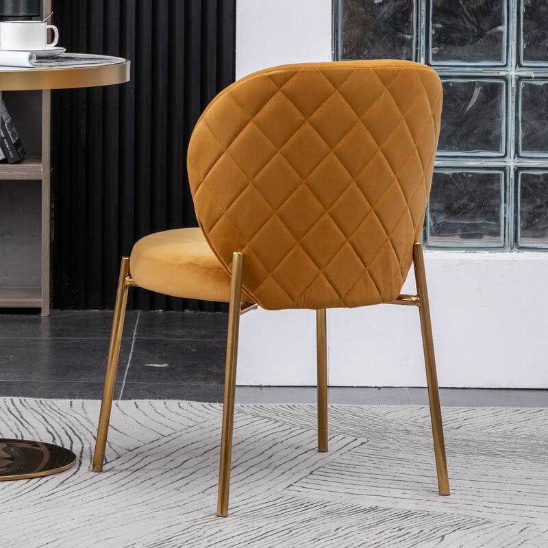 Modern Dining Set with Round Table & Velvet Tufted Chairs