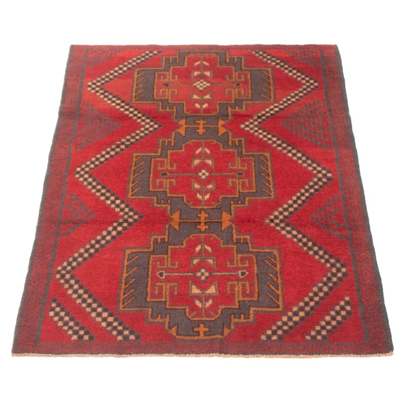 ECARPETGALLERY Hand-knotted Baluch Red Wool Rug - 3'9 x 6'3