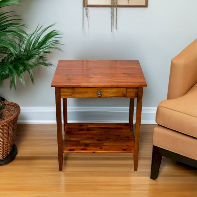 Porch & Den Holly Hill Solid Acacia 1-Drawer End Table