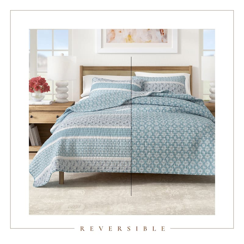 Linery & Co. Stripe & Paisley Microfiber Quilt Set With Shams