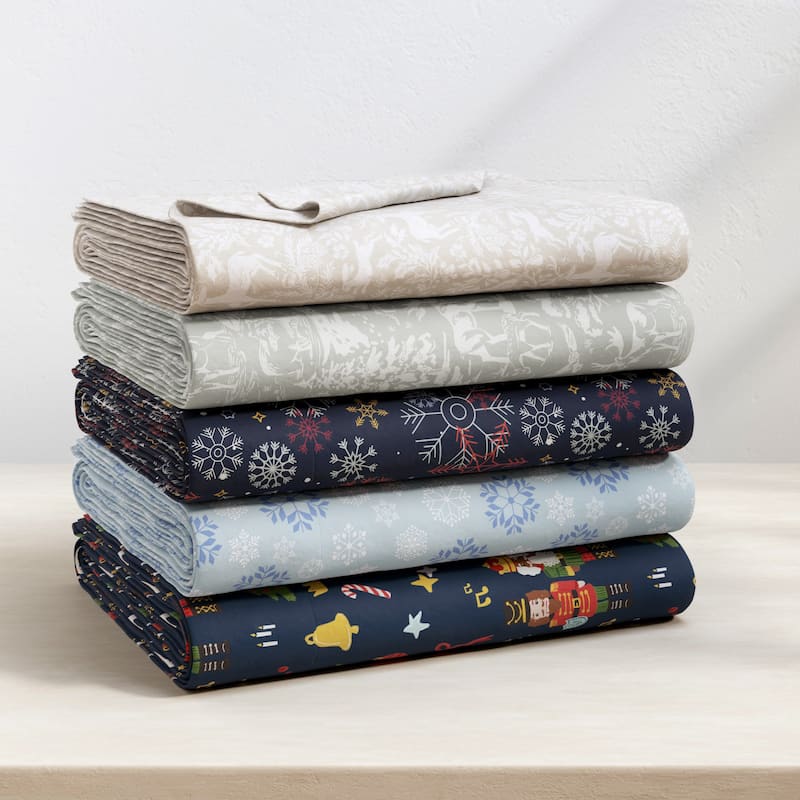 Linery & Co. Ultra-Soft Turkish Cotton Flannel Holiday Print Sheet Set
