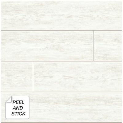 NextWall Off-White Shiplap Peel and Stick Removable Wallpaper - 20.5 in. W x 18 ft. L