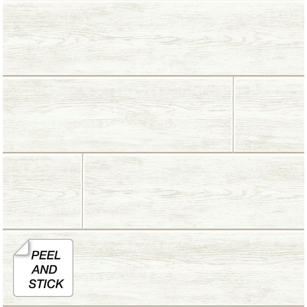 NextWall Off-White Shiplap Peel and Stick Removable Wallpaper - 20.5 in. W x 18 ft. L