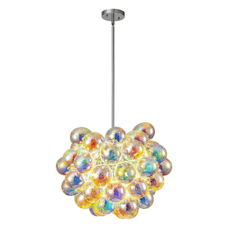 6-Light Modern Glam Cluster Sputnik Iridescent Glass Globe Bubble Chandelier for Living/Dining Room