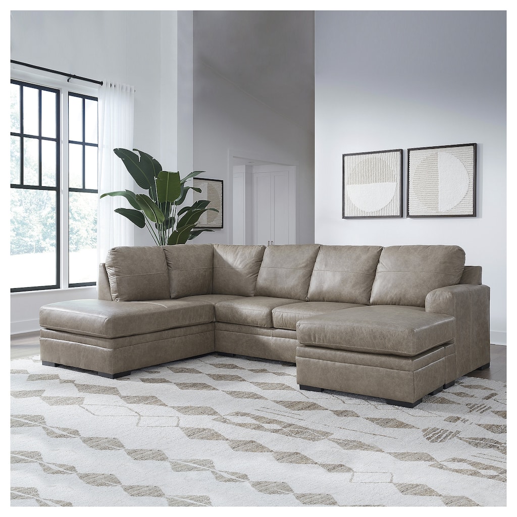 Signature Design by Ashley Amuleto Brown 2-Piece Sectional with Chaise - 124"W x 86"D x 40"H