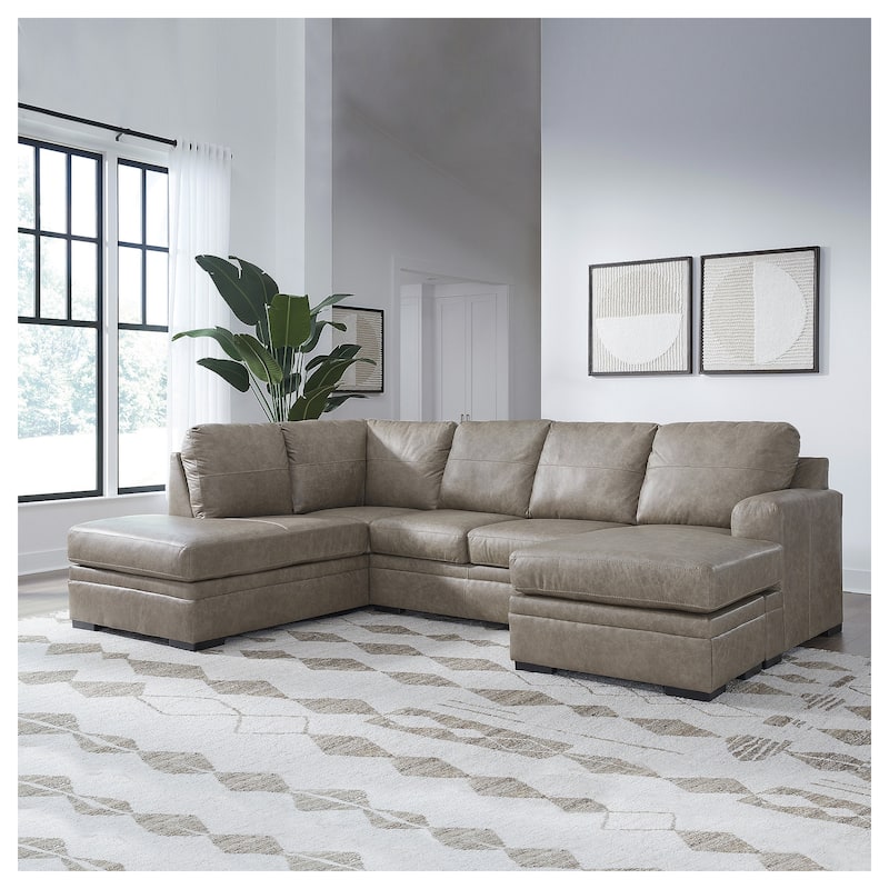 Signature Design by Ashley Amuleto Brown 2-Piece Sectional with Chaise - 124"W x 86"D x 40"H - Left Facing