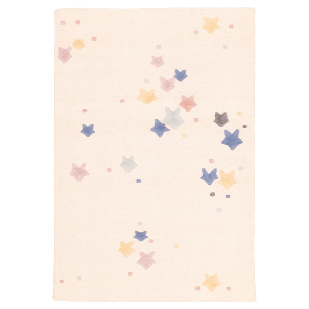 ECARPETGALLERY Flat-Weave Nevada Cream Wool Kilim - 4'0 x 5'9