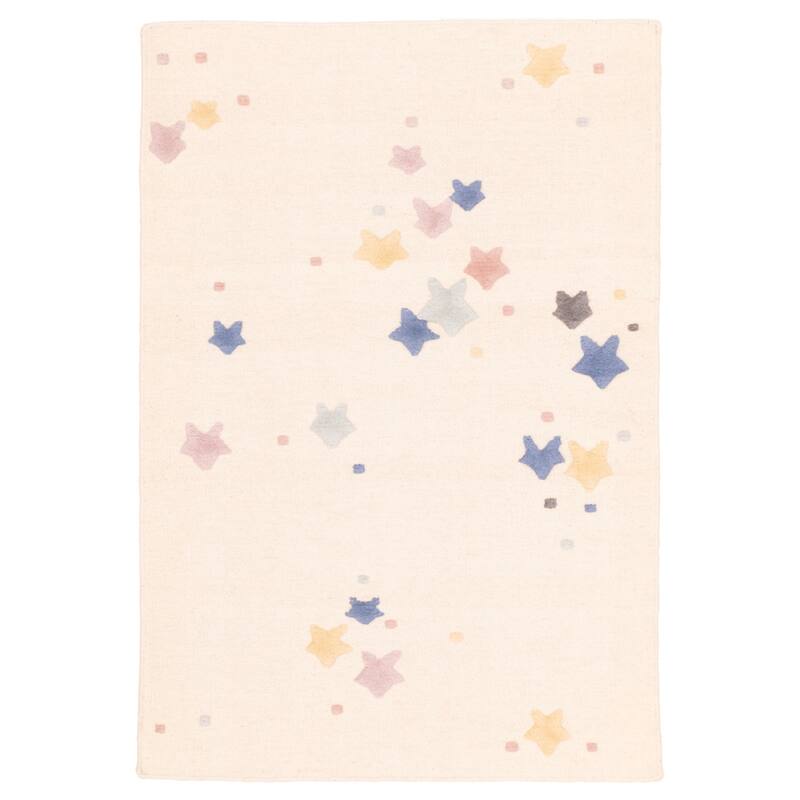 ECARPETGALLERY Flat-Weave Nevada Cream Wool Kilim - 4'0 x 5'9