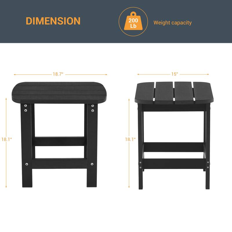 LIVOOSUN Patio Adirondack Plastic Wood Outdoor Side Table for Deck
