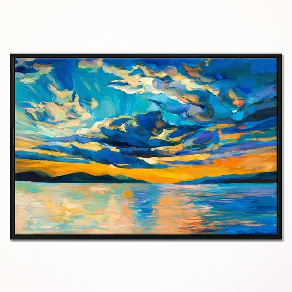 Shop Designart Orange Sunset With Blue Sky Modern Painting