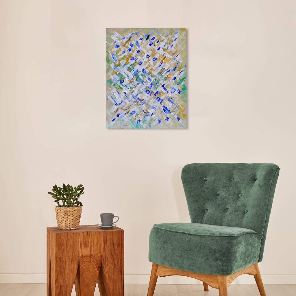 Wynwood Studio Canvas Abstract Grade White and Sapphire Blue Modern & Contemporary Wall Art Canvas Print