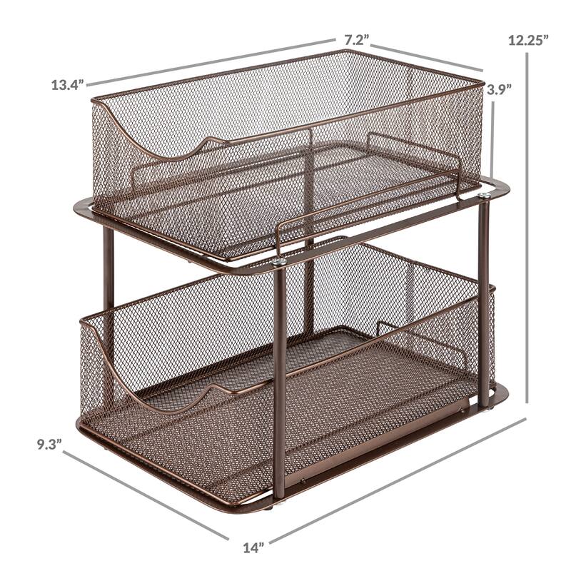 Sorbus Mesh Sliding Drawers Baskets (2 Tier)