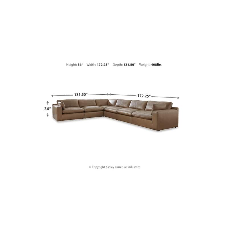 Signature Design by Ashley Emilia Medium Brown 6-Piece Sectional - 170"W x 130"D x 36"H