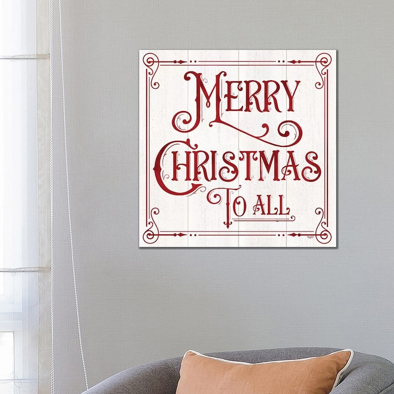iCanvas "Vintage Christmas Signs IV-Merry Christmas" by Tara Reed Canvas Print - 26x26x1.5