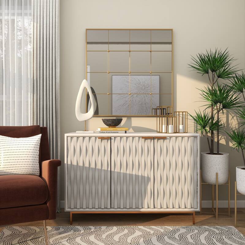 White Polystone Cut-Out Abstract Decorative Sculpture with Marble Stand