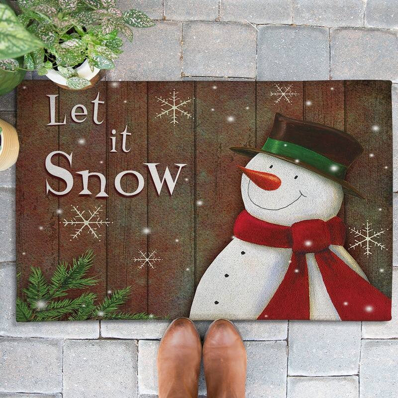 Laural Home Christmas Themed Chenille Outdoor Rug - 2' x 3' - Snowy Season