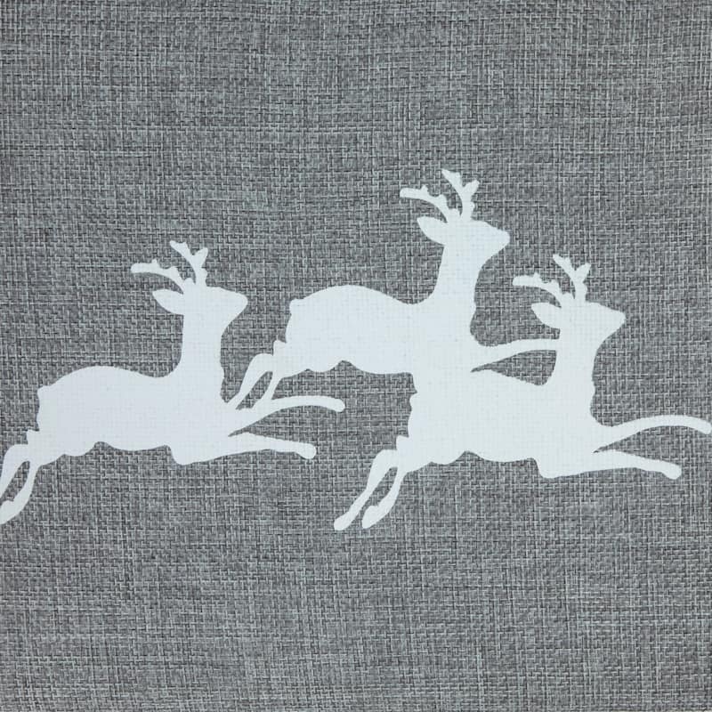 26" Gray Burlap with Reindeer Hexagonal Christmas Tree Collar - Grey