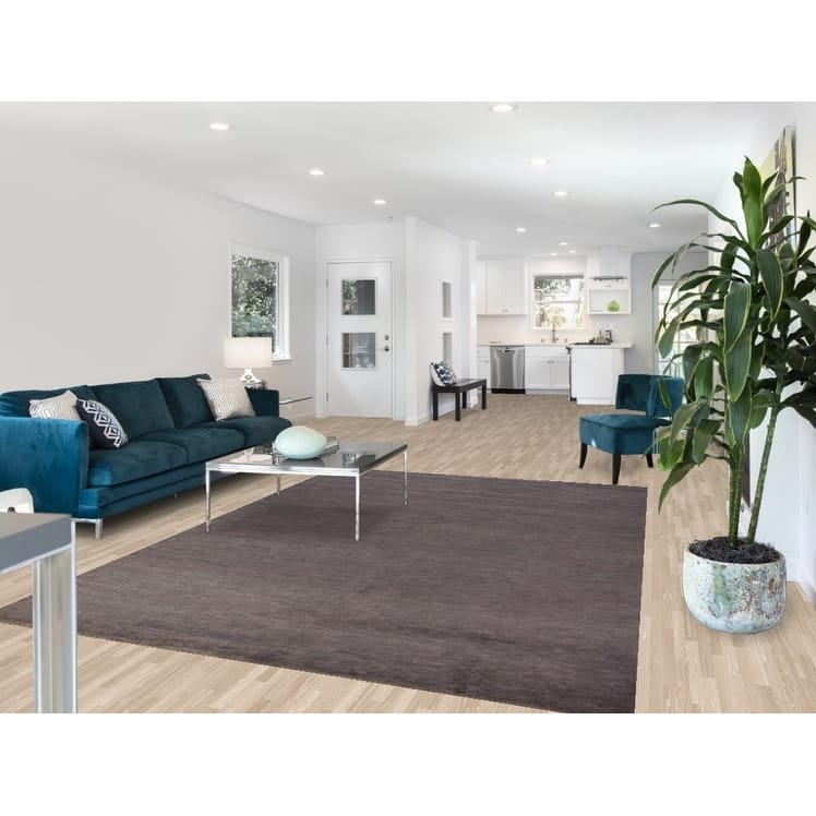 Gray Modern Gabbeh Oriental Area Rug Hand-Knotted Wool Carpet - 6'10" x 9'6"