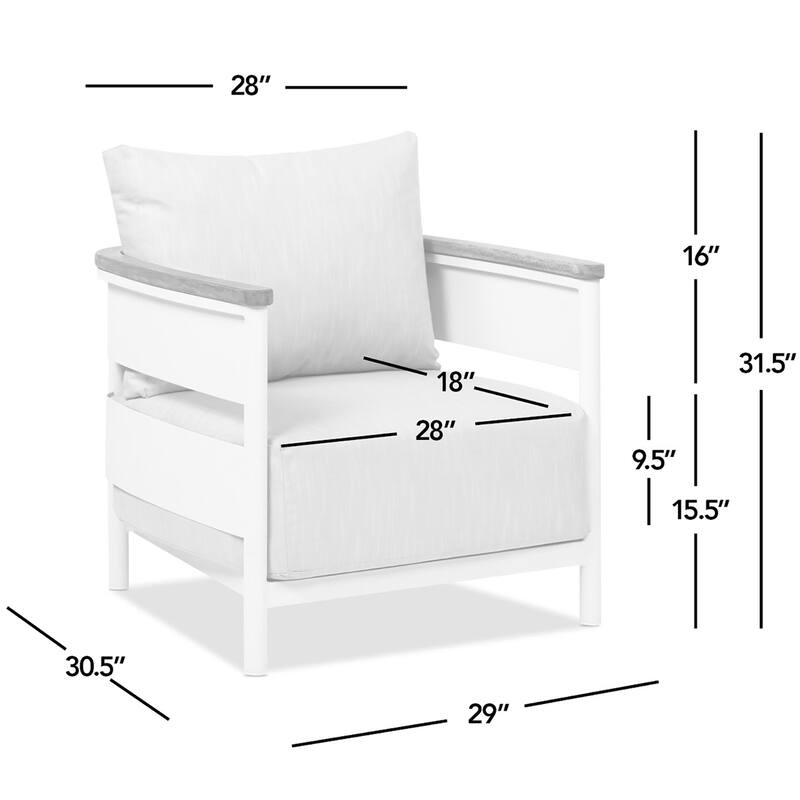 Rhodes 29" Upholstered Teak & Aluminum Patio Arm Chair Birch Gray Chenille