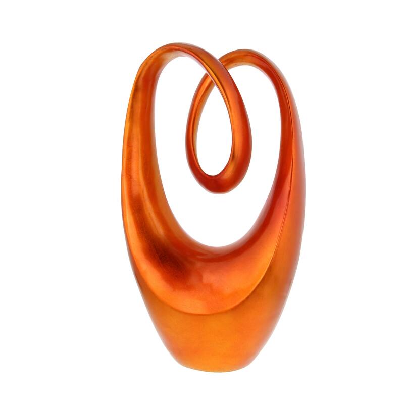 Artistic Polystone Swirl Abstract Sculpture - Orange or Red