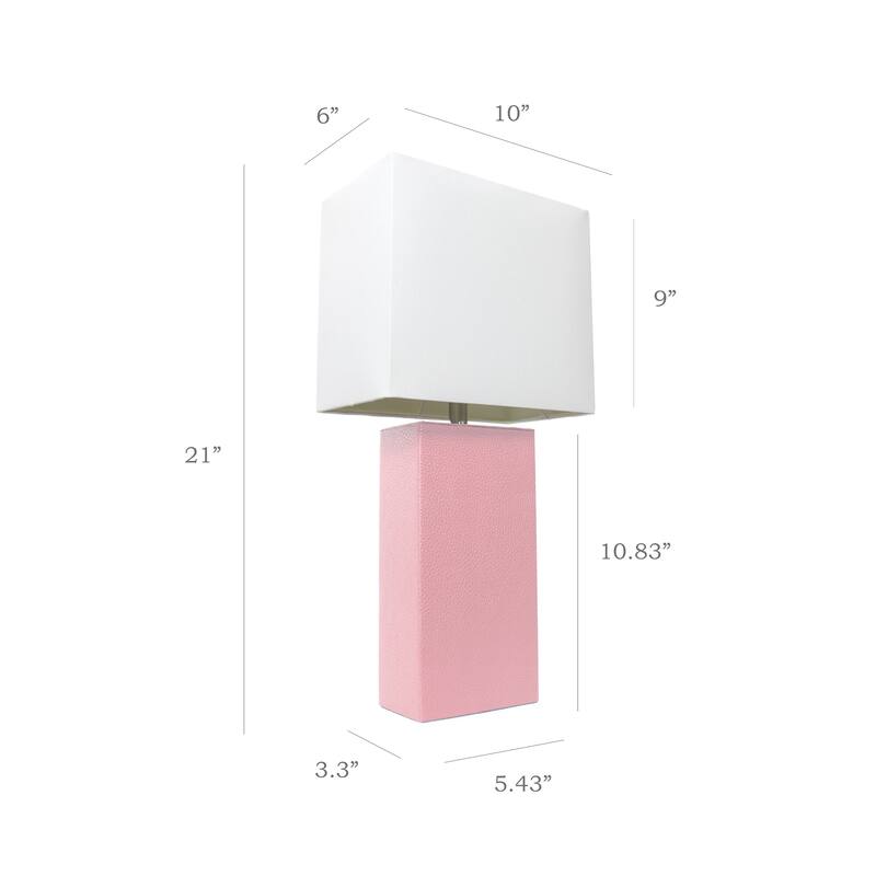 Leather Table Lamp with White Fabric Shade