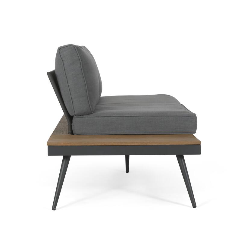 Roomfitters 4-Piece Outdoor Aluminum Patio Sofa Set with V-Shaped Sectional and Coffee Table, Gray