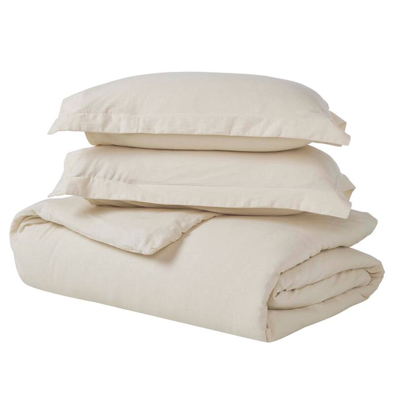 Superior Cotton Linen Garment Washed 3 Piece Duvet Cover Set
