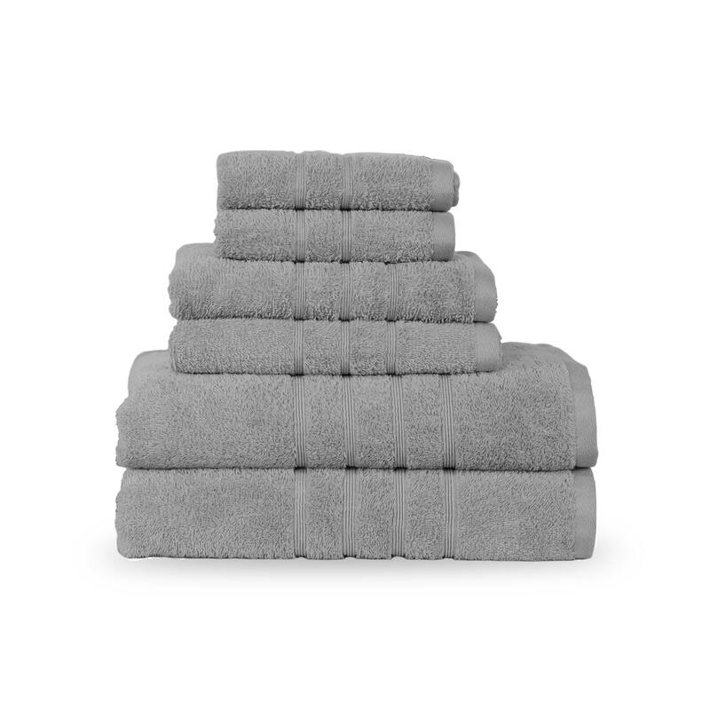 Martex Ultimate Performance Cotton Low-Lint Soft Absorbent Towel Set - 6 Piece Set - Monument Grey