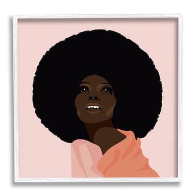 Stupell African American Woman Wearing Pink Glam Fashion Framed Wall Art - Brown