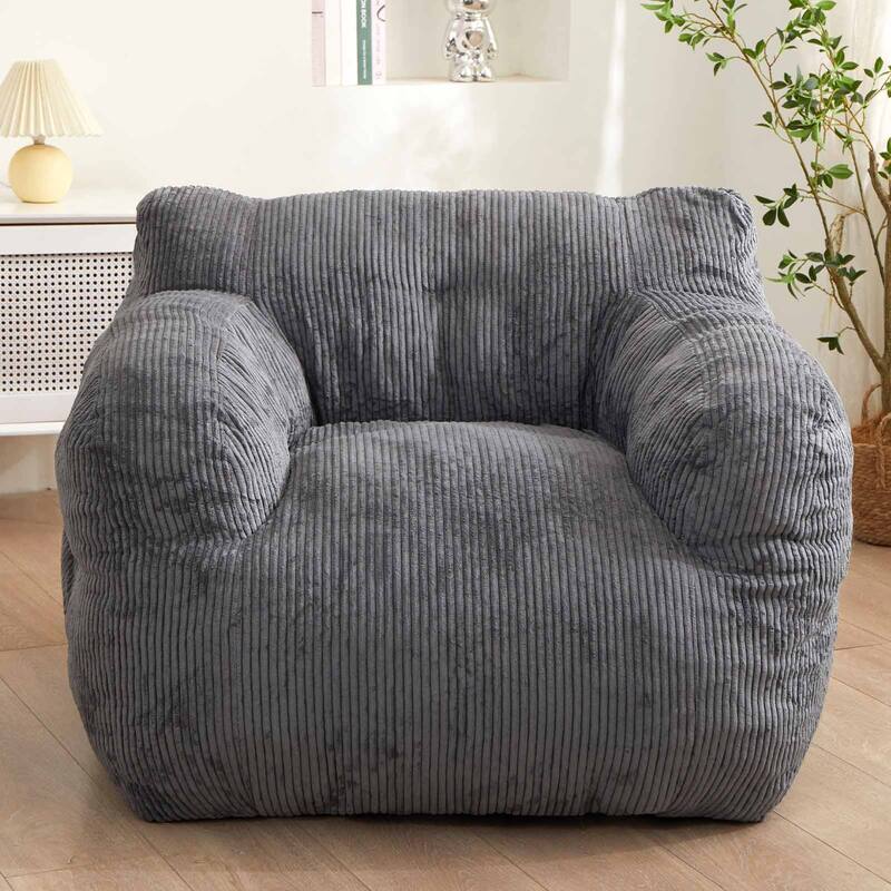 Medium Corduroy Bean Bag Chair - Grey - Large