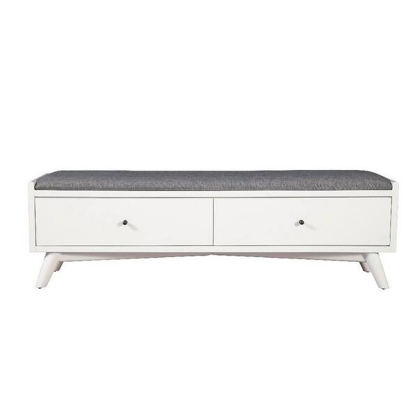 Fabric Upholstered Bedroom Bench With 2 Storage Drawers White Overstock 31998665 Placed at the bottom of a bed, in an entrance way, or beside a kitchen table, benches can be decorative, functional, or even both. corrigan studio