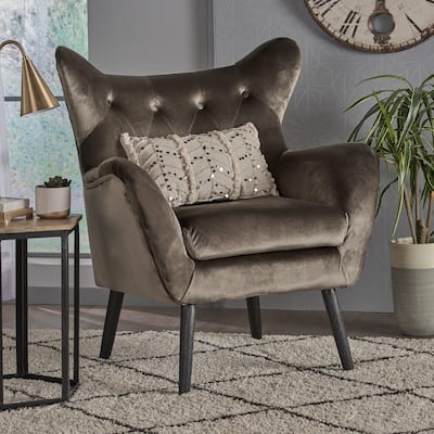 Velvet Mid-Century Tufted Wingback Chair