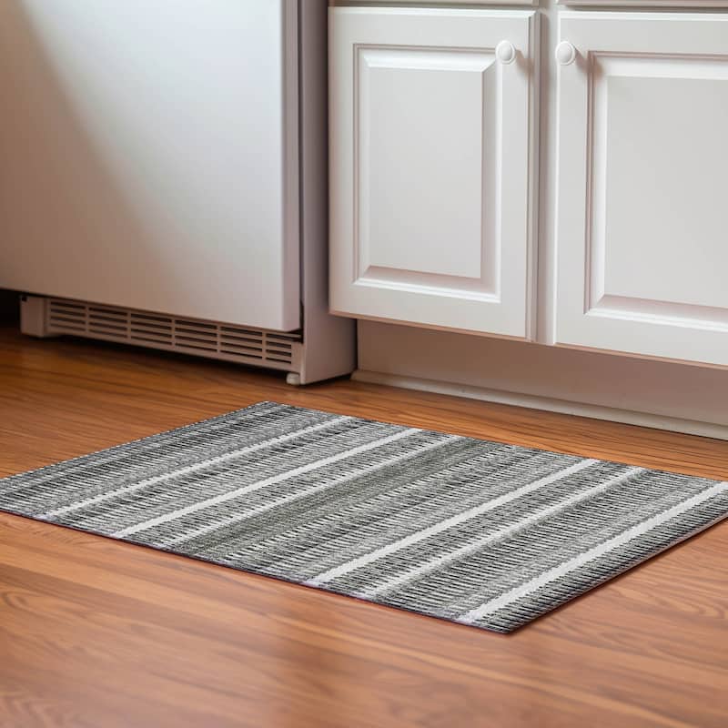 Premium Washable Super Soft Modern Stripe Mayfield Rug - Gray - 1' 8" x 2' 6" - Rectangle