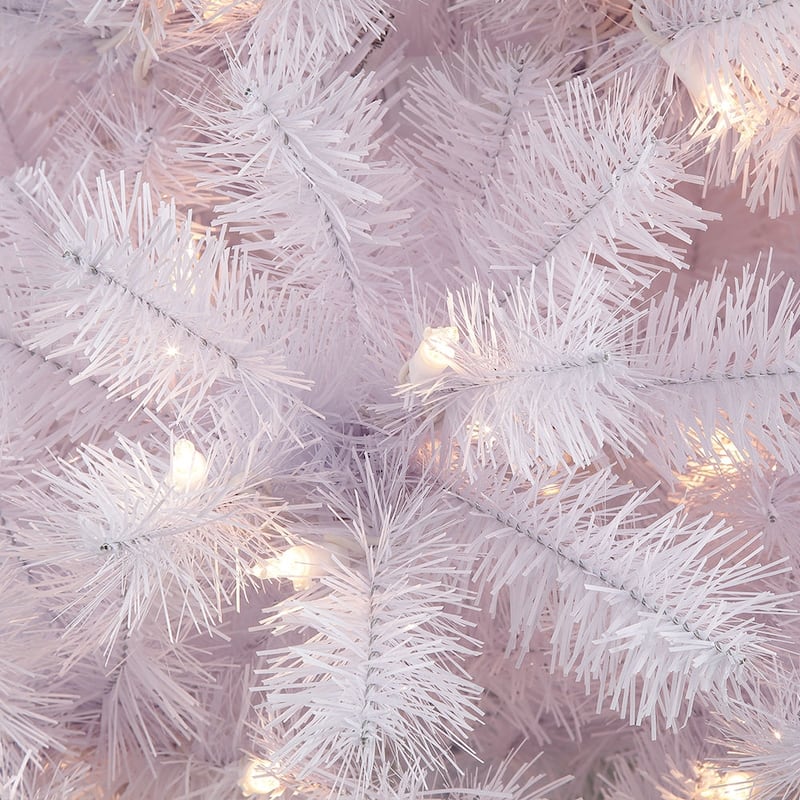 Puleo International Pre-Lit 4.5' White Pencil Northern Fir Artificial Christmas Tree
