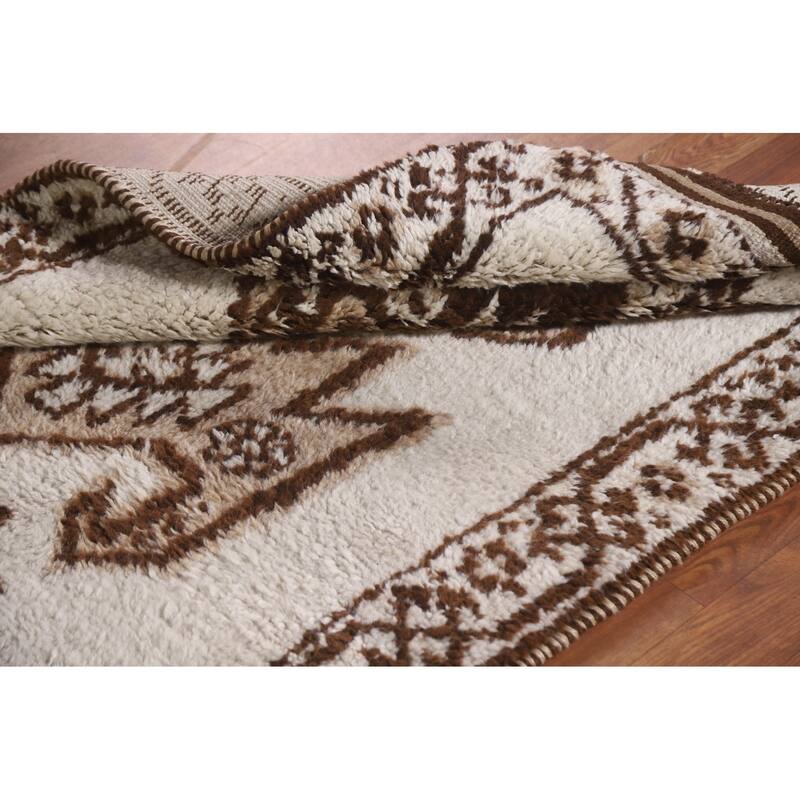 Tribal Anatolian Turkish Runner Rug Handmade Beige Wool Carpet - 3'6"x 11'9"