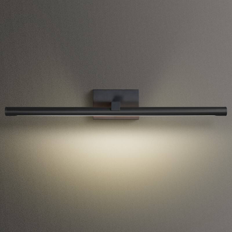 KAYLA 18in / 24in Straight Bar Mirror Vanity Light, Modern Wall Sconce for Bathroom, Black / Brass - 24in - Black