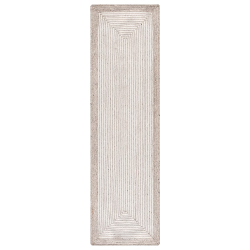 SAFAVIEH, Handmade Braided Nesrin Wool Rug - 2'3" x 8' Runner - Beige/Ivory
