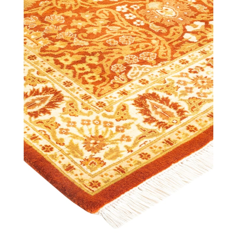 Overton Hand Knotted Wool Vintage Inspired Traditional Mogul Orange Area Rug - 3 x 5