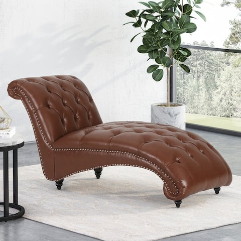 Varnell Contemporary Button Tufted Chaise Lounge by Christopher Knight Home - 64.25" L x 29.00" W x 33.75" H