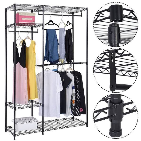 TRINITY Chrome Steel Rolling Portable Closet in the Clothing Racks