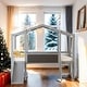 preview thumbnail 18 of 30, Twin Size Loft Bed with Ladder and Slide, House Bed with Blackboard and Light Strip on the Roof
