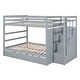preview thumbnail 38 of 46, Solid Wood Bunkbed Frame with Trundle, Storage Stairs and Guardrail