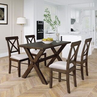 5 Pieces Farmhouse Rustic Wood Kitchen Dining Table Set - Bed Bath ...