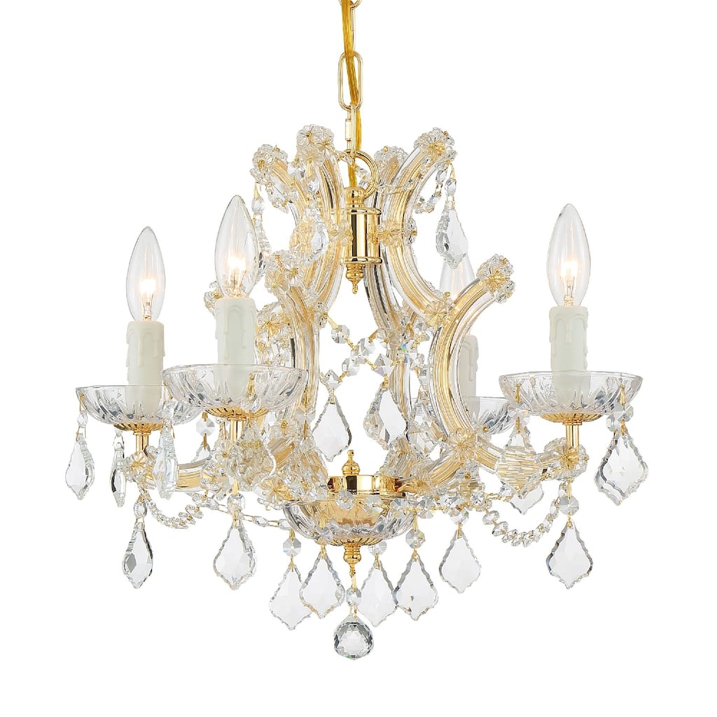Maria Theresa 4 Light Swarovski Strass Crystal Gold Mini Chandelier - 16.5'' W x 15'' H