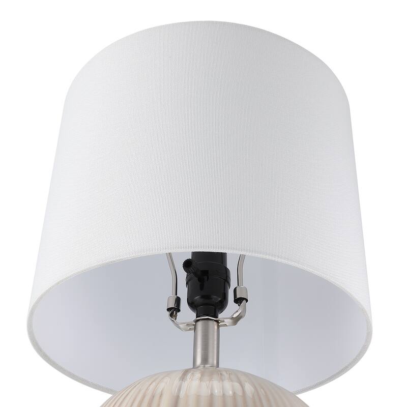 Ceramic White Lamp with White Drum Shade - 19 in. H